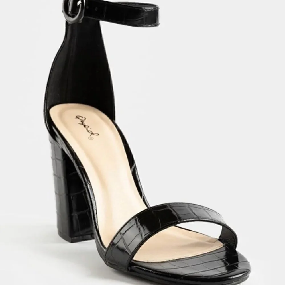 NEW! Black Croc Chunky Heel Size 9 - Picture 5 of 8